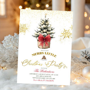 Invitación Fiesta de Navidad Alegre y Roja de Invierno