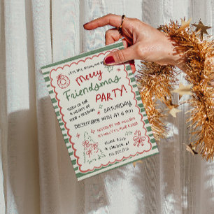 Invitación Fiesta de Navidad Amigos con Rayas Caprichosas