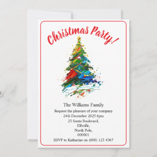 Invitación Fiesta de Navidad Árbol de Navidad al Óleo