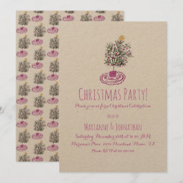 Invitación Fiesta de Navidad Árbol de Navidad Doodle Dibujado