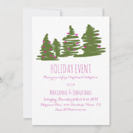 Invitación Fiesta de Navidad Árboles de Navidad Dibujados a M