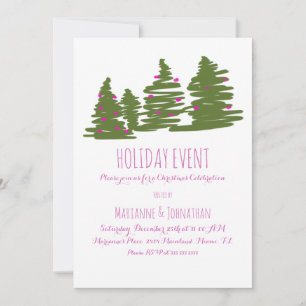 Invitación Fiesta de Navidad Árboles de Navidad Dibujados a M