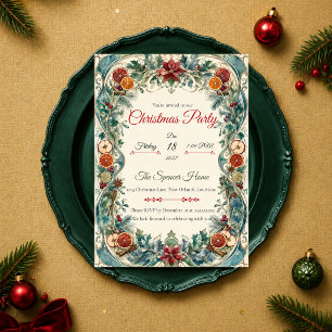 Invitación Fiesta de Navidad Art Nouveau con Citricos Elegant