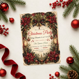 Invitación Fiesta de Navidad Art Nouveau de Lujo