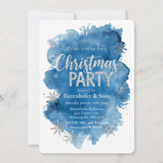 Invitación Fiesta de Navidad Azul