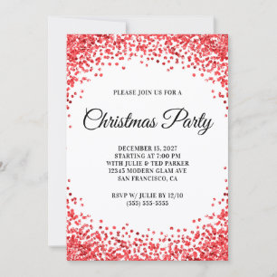 Invitación Fiesta de Navidad Blanca con Borde de Purpurina Ro