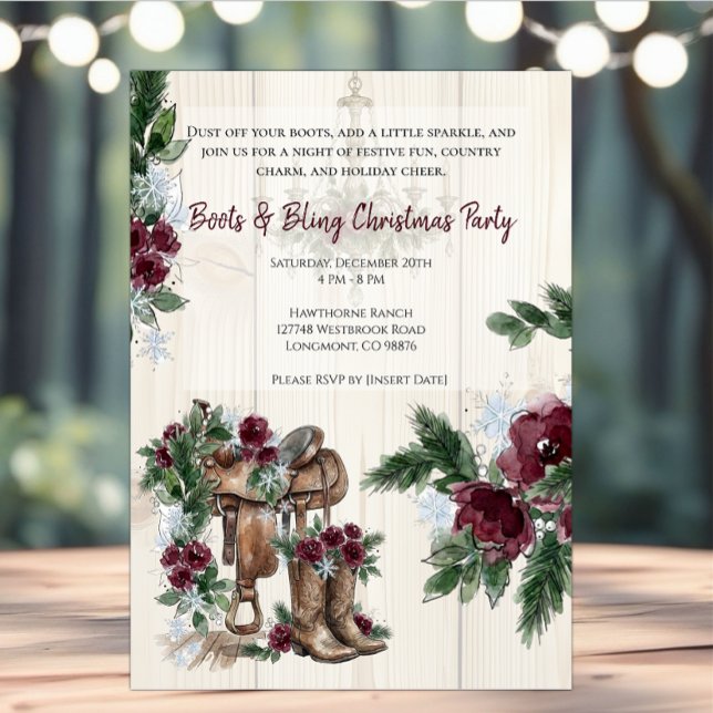 Invitación Fiesta de Navidad Boots & Bling  (Subido por el creador)