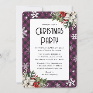 Invitación Fiesta de Navidad Botánica de Cuadro Escocés Morad