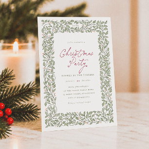 Invitación Fiesta de Navidad Botánica de Follaje Vintage