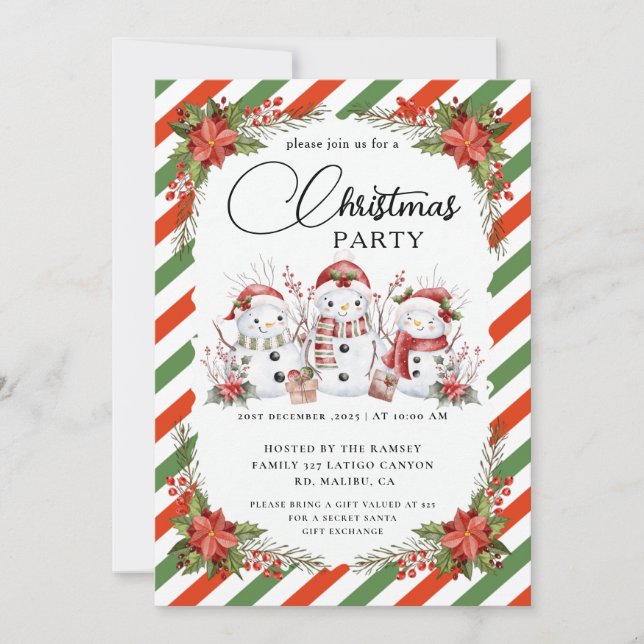 Invitación Fiesta de Navidad Botánica de Invierno (Anverso)