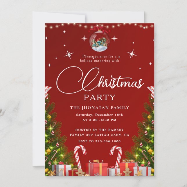 Invitación Fiesta de Navidad Botánica de Invierno (Anverso)