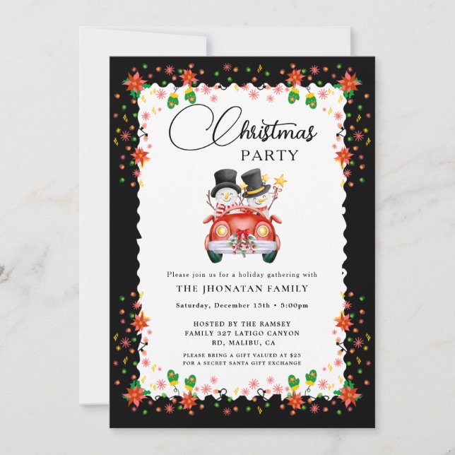 Invitación Fiesta de Navidad Botánica de Invierno (Anverso)