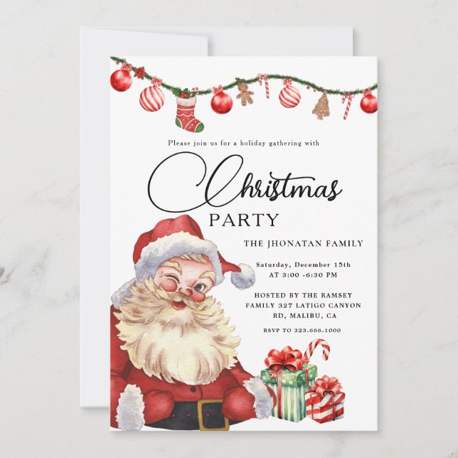 Invitación Fiesta de Navidad Botánica de Invierno (Anverso)