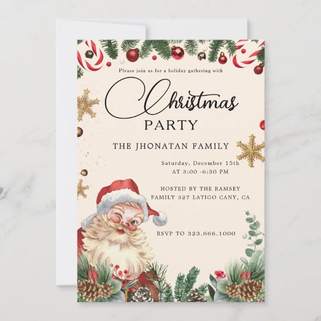 Invitación Fiesta de Navidad Botánica de Invierno (Anverso)