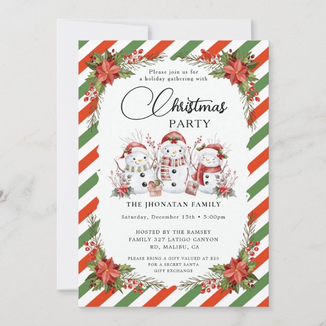 Invitación Fiesta de Navidad Botánica de Invierno (Anverso)