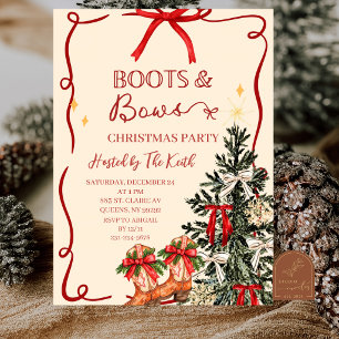 Invitación Fiesta de Navidad Botas y Lazos Dibujadas a Mano