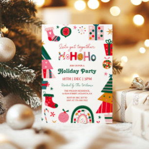 Invitación Fiesta de Navidad Brillante Ho Ho Ho