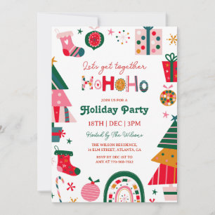 Invitación Fiesta de Navidad Brillante Ho Ho Ho