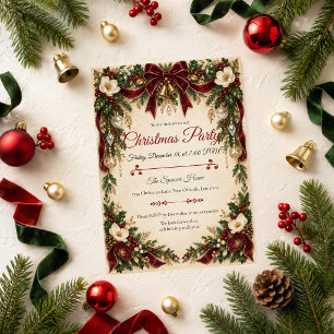 Invitación Fiesta de Navidad Burgundy Elegante