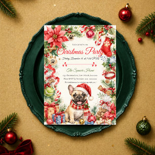 Invitación Fiesta de Navidad caprichosa de Bulldog Francés