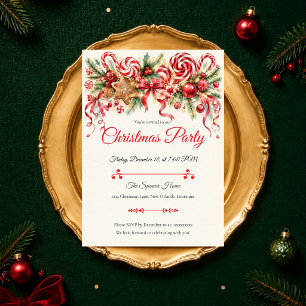 Invitación Fiesta de Navidad Caprichosa de Menta