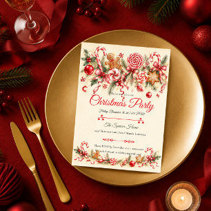 Invitación Fiesta de Navidad Caprichosa de Menta