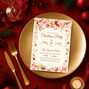 Invitación Fiesta de Navidad Caprichosa de Menta