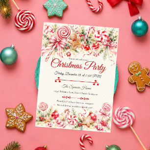 Invitación Fiesta de Navidad Caprichosa de Menta