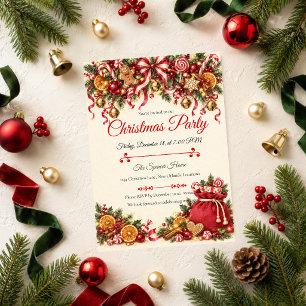 Invitación Fiesta de Navidad Caprichosa de Menta