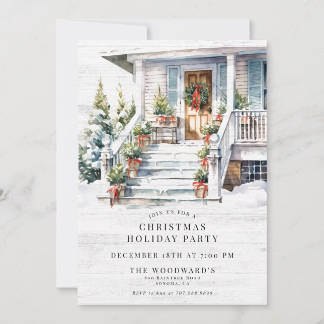 Invitación Fiesta de Navidad Casa Acuarela (Anverso)