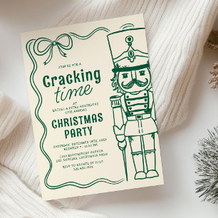 Invitación Fiesta de Navidad Cascanueces Doodle Verde