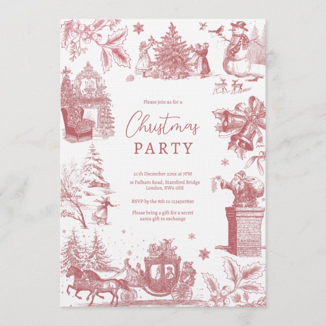 Invitación Fiesta de Navidad Chinoiserie (Anverso)
