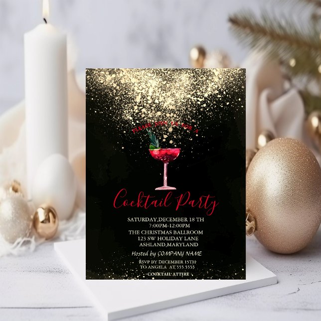 Invitación Fiesta de Navidad Cóctel de Confeti (Subido por el creador)