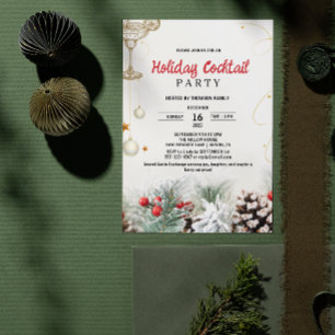 Invitación Fiesta de Navidad Cóctel de Invierno de Acebo Botá