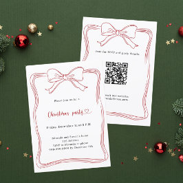Invitación Fiesta de Navidad código QR dibujado a mano con la