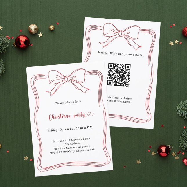 Invitación Fiesta de Navidad código QR dibujado a mano con la (Subido por el creador)