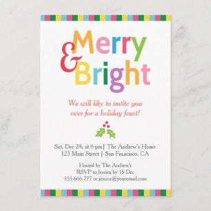 Invitación Fiesta de Navidad Colorida Alegre y Brillante