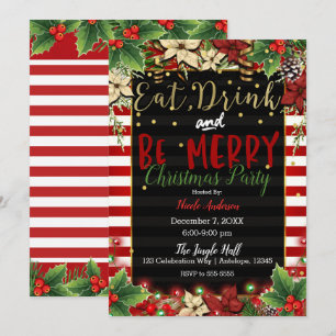 Invitación Fiesta de Navidad Come, Bebe y Diviértete