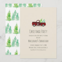 Invitación Fiesta de Navidad con Acuarela Camión de Cuadros R