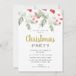 Invitación Fiesta de Navidad con Acuarela de Verdor Invernal 