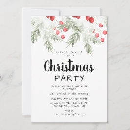 Invitación Fiesta de Navidad con Acuarela de Verdor Invernal 