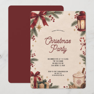 Invitación Fiesta de Navidad con Acuarela Elegante