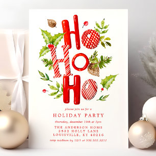 Invitación Fiesta de Navidad con Acuarela Ho Ho Ho