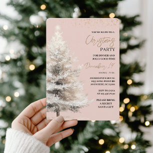 Invitación Fiesta de Navidad con Acuarela Neutral