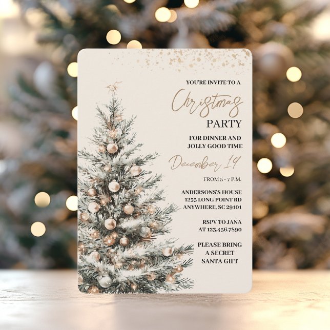Invitación Fiesta de Navidad con Acuarela Neutral (Subido por el creador)