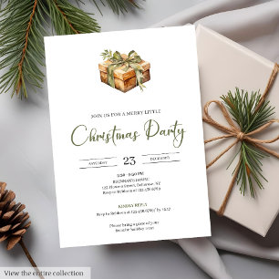 Invitación Fiesta de Navidad con Acuarela Terrenal y Acogedor