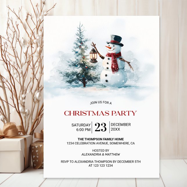Invitación Fiesta de Navidad con Árbol de Navidad y Muñeco de (Subido por el creador)