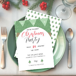 Invitación Fiesta de Navidad con árbol ilustrado
