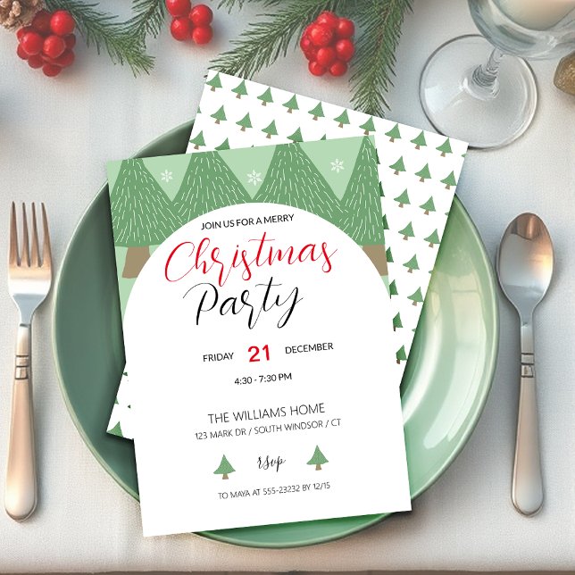 Invitación Fiesta de Navidad con árbol ilustrado (Subido por el creador)