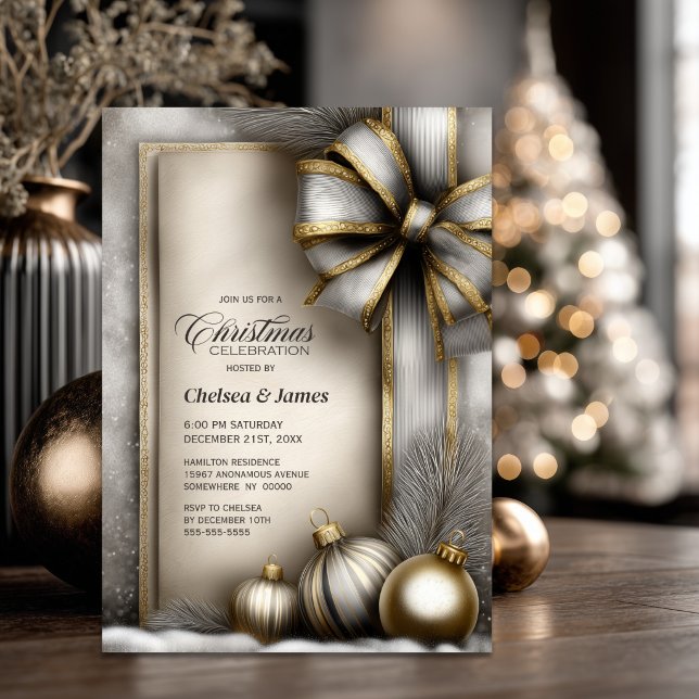 Invitación Fiesta de Navidad con Arco de Oro y Plata Rústico (Subido por el creador)